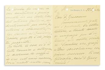 CARUSO, ENRICO. Two Autograph Letters Signed, to James OConnell (My dearest Don Giacomino or Dear Don Giacomino), in Italian.